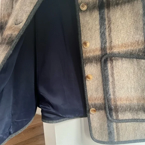 Tanya Taylor Lightweight Plaid Shirt Jacket Brown and Gravy - Picture 3 of 7